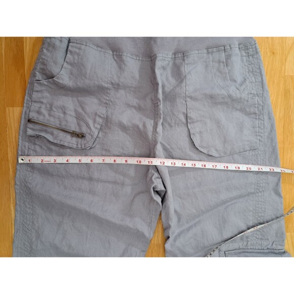 Soft Surroundings Womens Medium Gray Wide Leg Elastic Waist Pull On Cargo Pants - Picture 7 of 12
